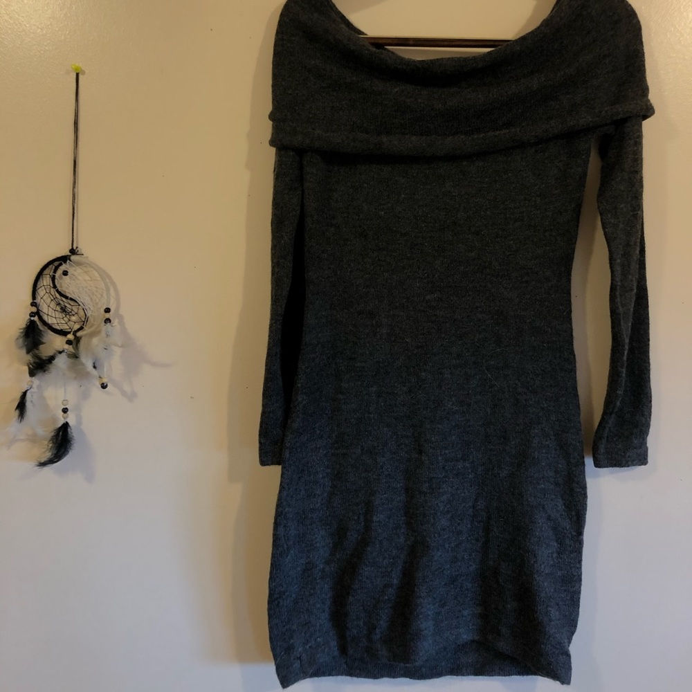 off the shoulder sweater dress